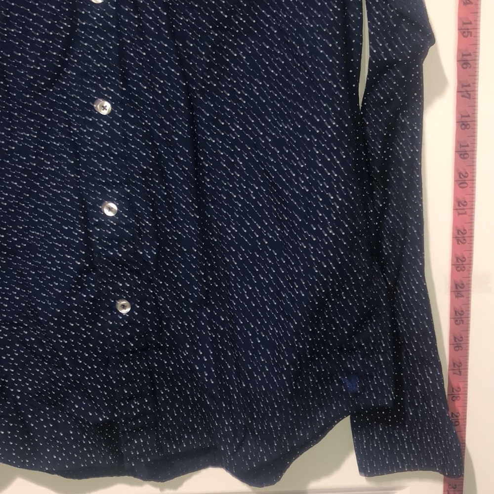 Aeo Navy W/ White Pattern Button Down - image 5